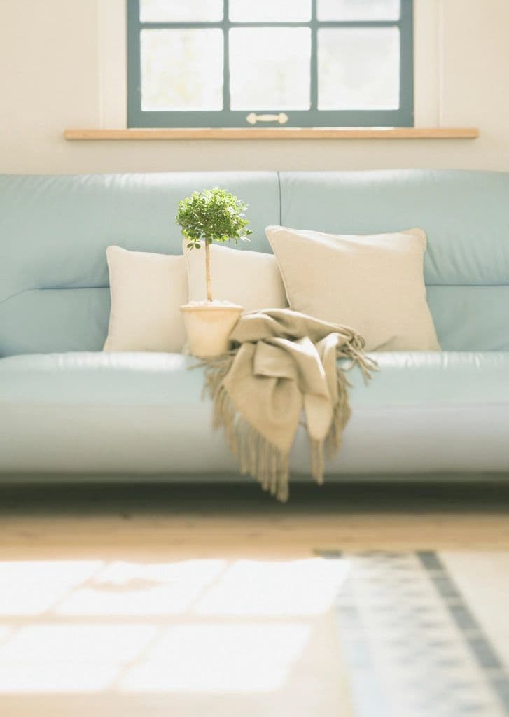 Un divano, un plaid e la luce naturale che entra in casa